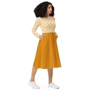 Honey Bees Polka Dot Pin Up Long Sleeve Dress